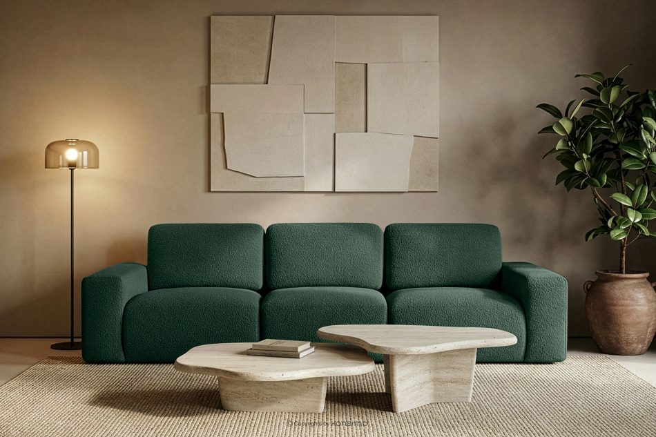 ZUCCO Modulares Dreisitzer-Sofa aus grünem Bouclé-Stoff grün - Foto 10