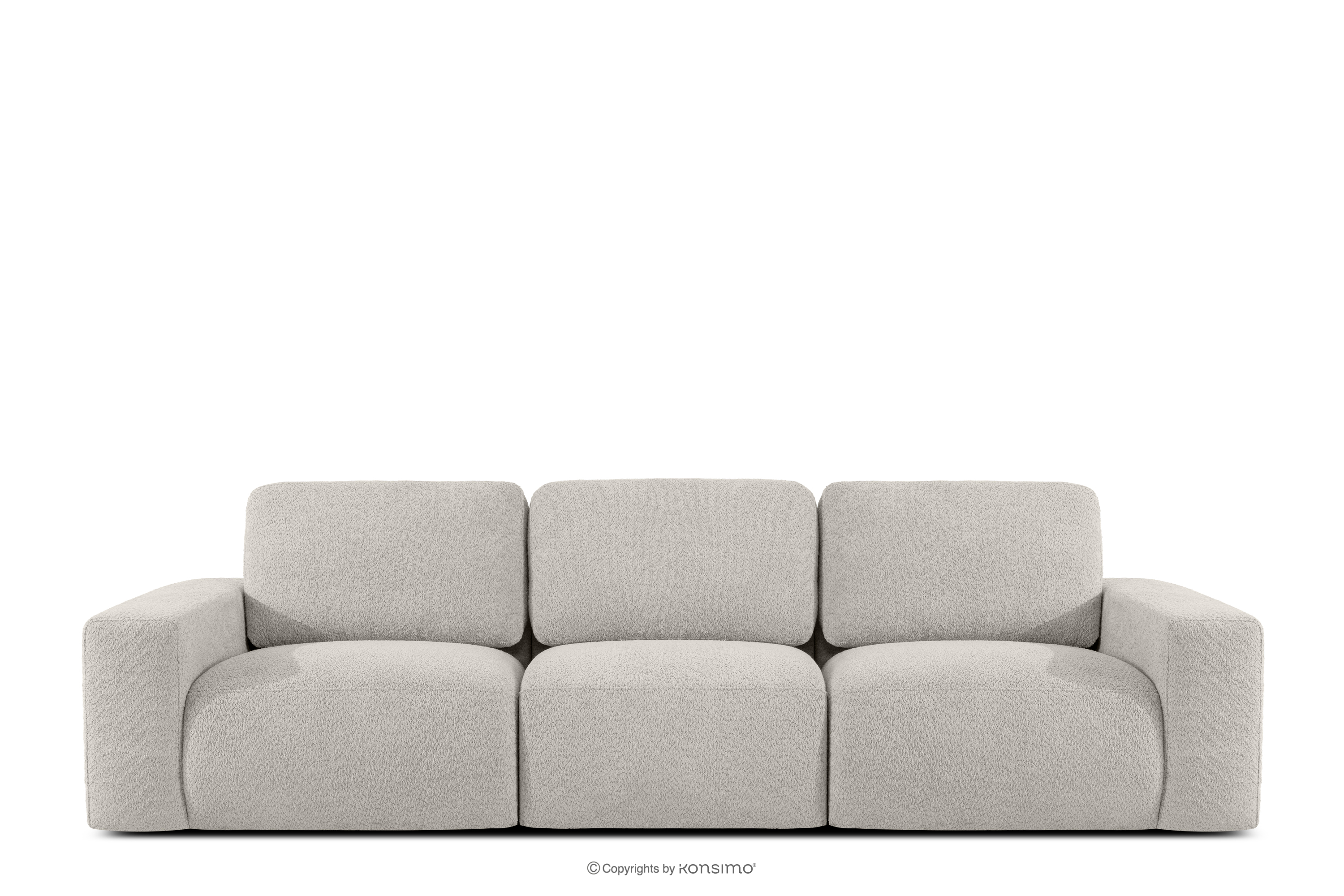 Modulares Dreisitzer-Sofa aus braunem Bouclé-Stoff