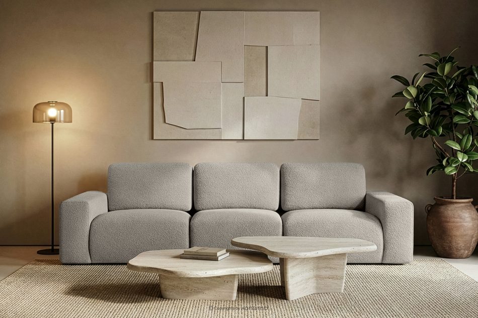 ZUCCO Modulares Dreisitzer-Sofa aus braunem Bouclé-Stoff braun - Foto 10