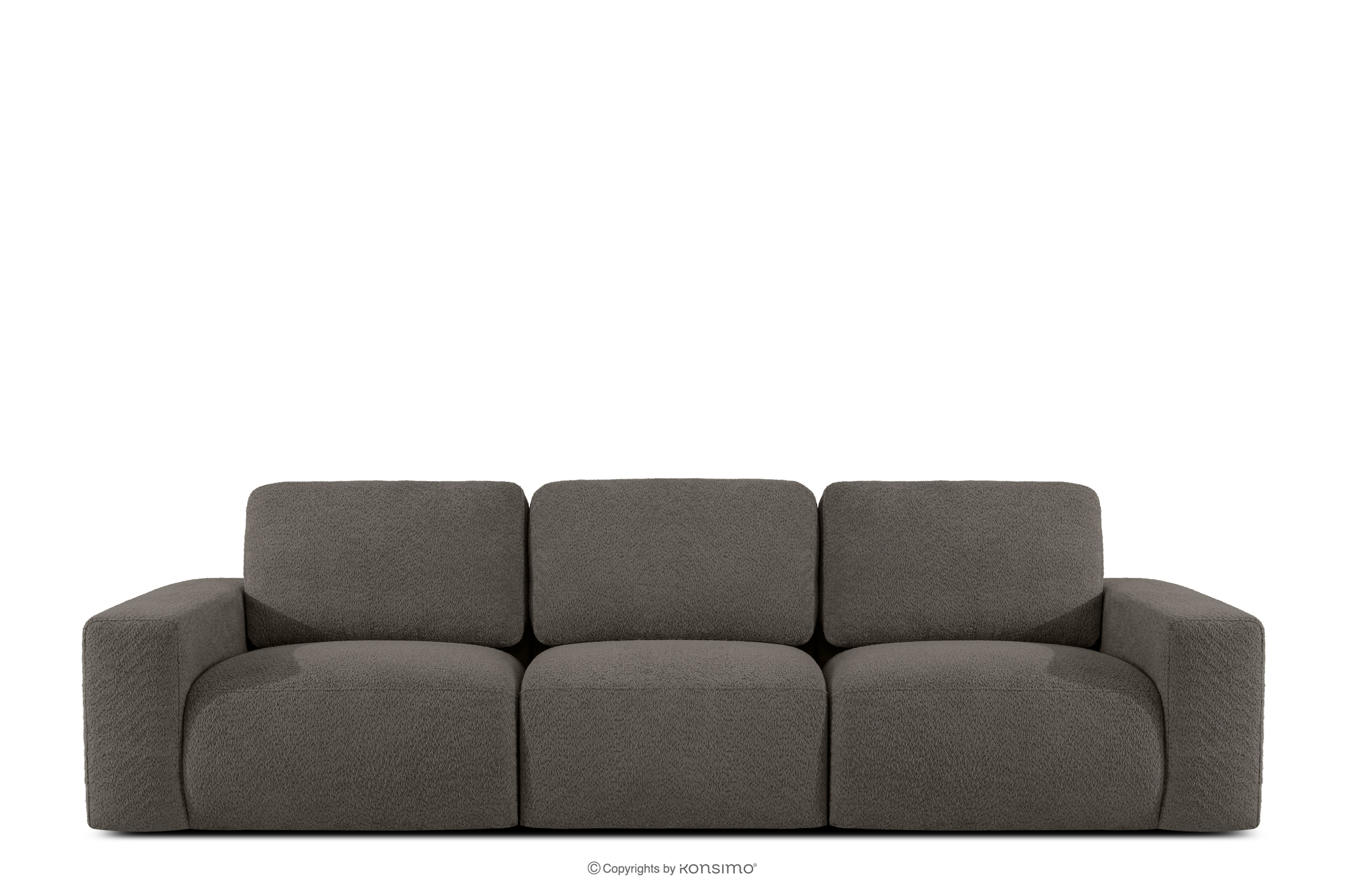 Modulares Dreisitzer-Sofa aus dunkelbraunem Bouclé-Stoff