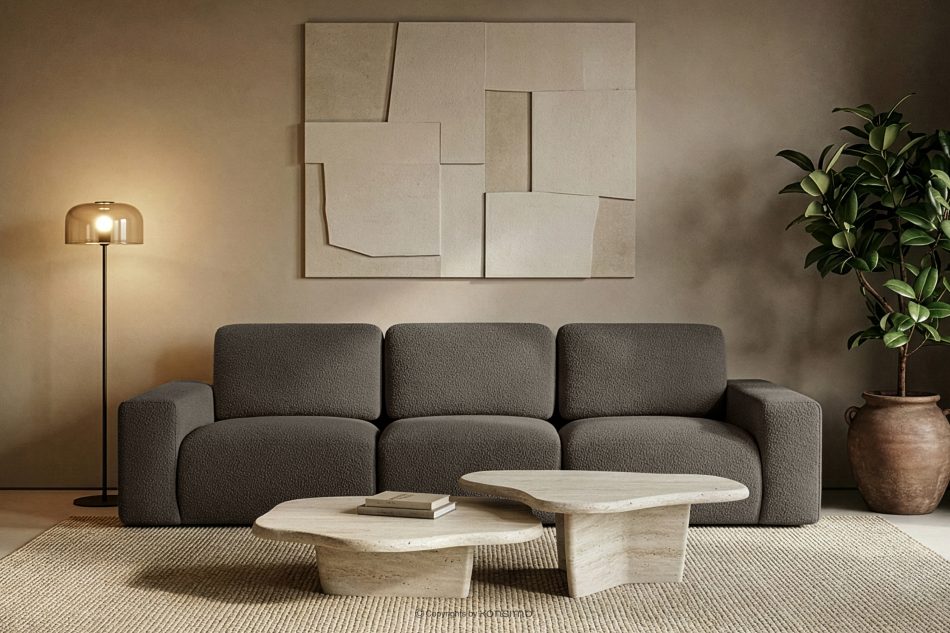 ZUCCO Modulares Dreisitzer-Sofa aus dunkelbraunem Bouclé-Stoff dunkelbraun - Foto 10