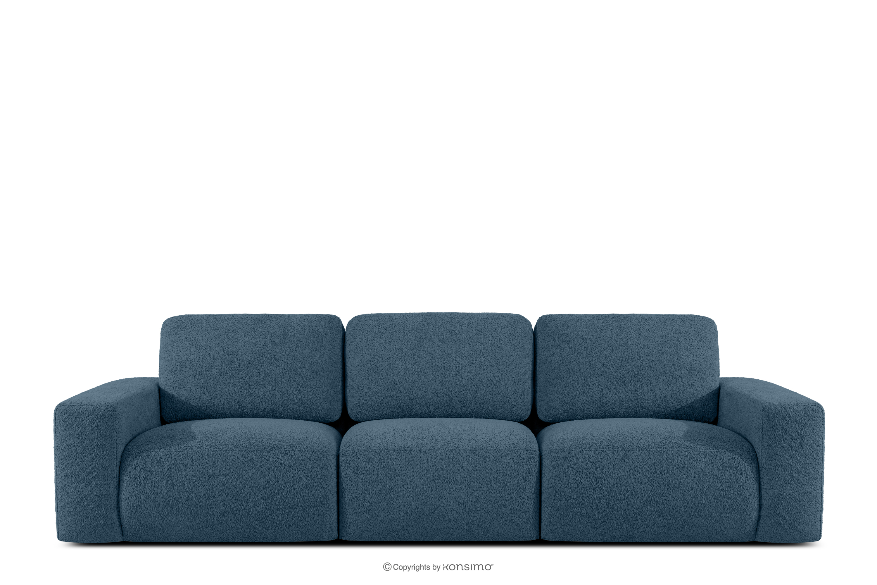 Modulares Dreisitzer-Sofa aus dunkelblauem Bouclé-Stoff