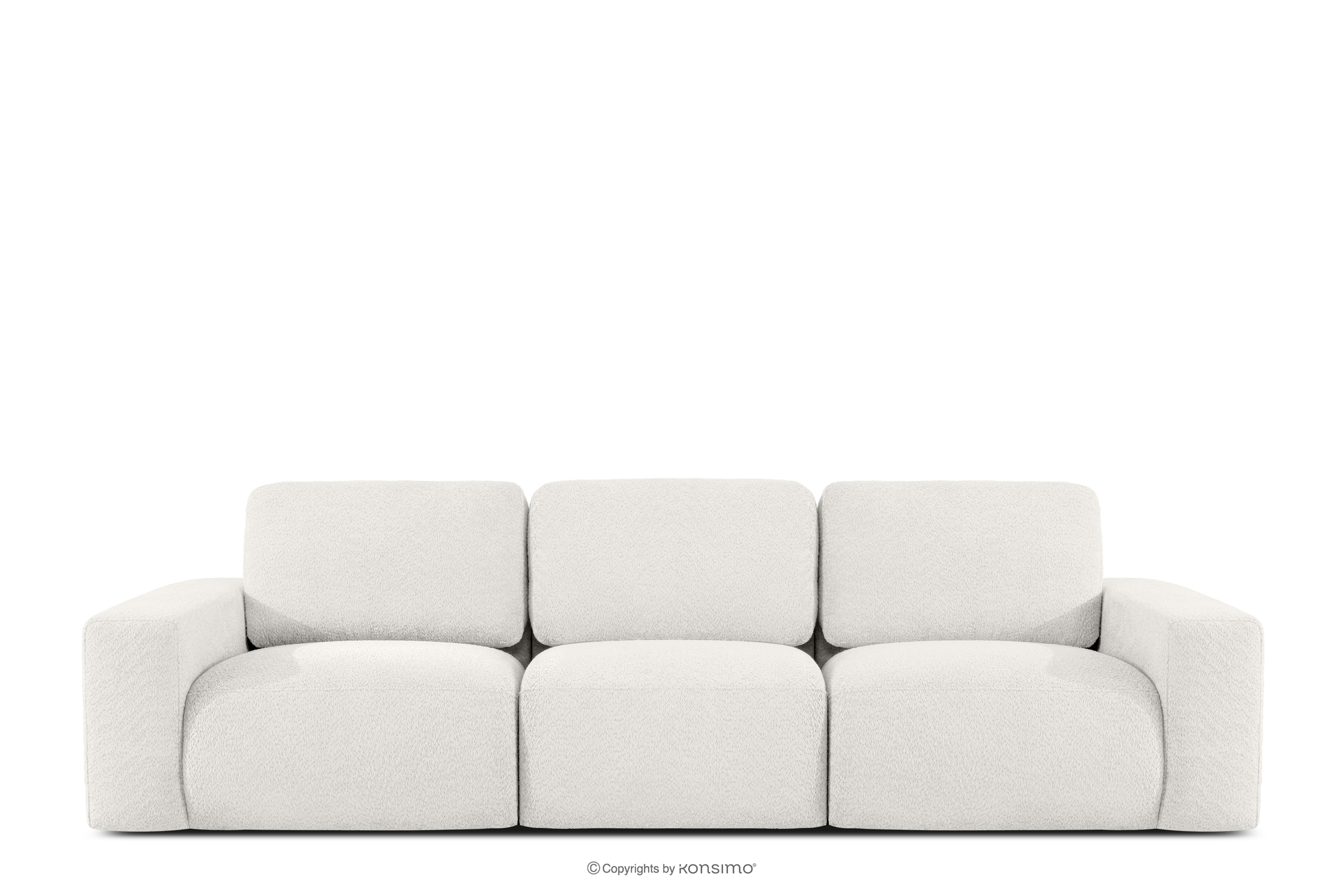Modulares Dreisitzer-Sofa aus ecrufarbenem Bouclé-Stoff