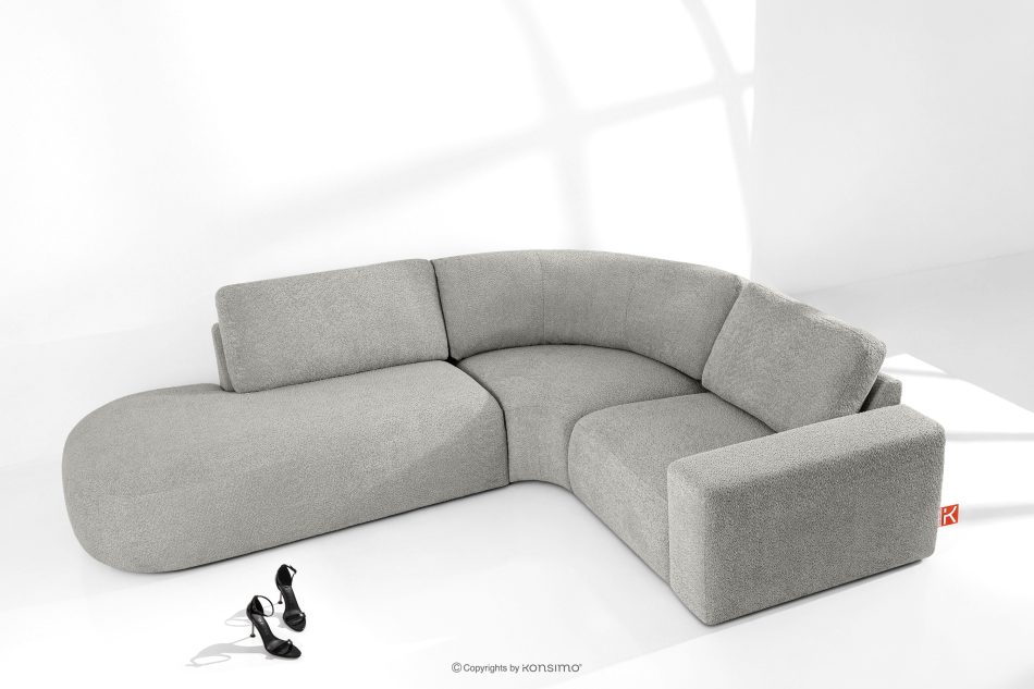 ZUCCO Modulares Ecksofa aus Bouclé-Stoff, links, hellgrau hellgrau - Foto 1