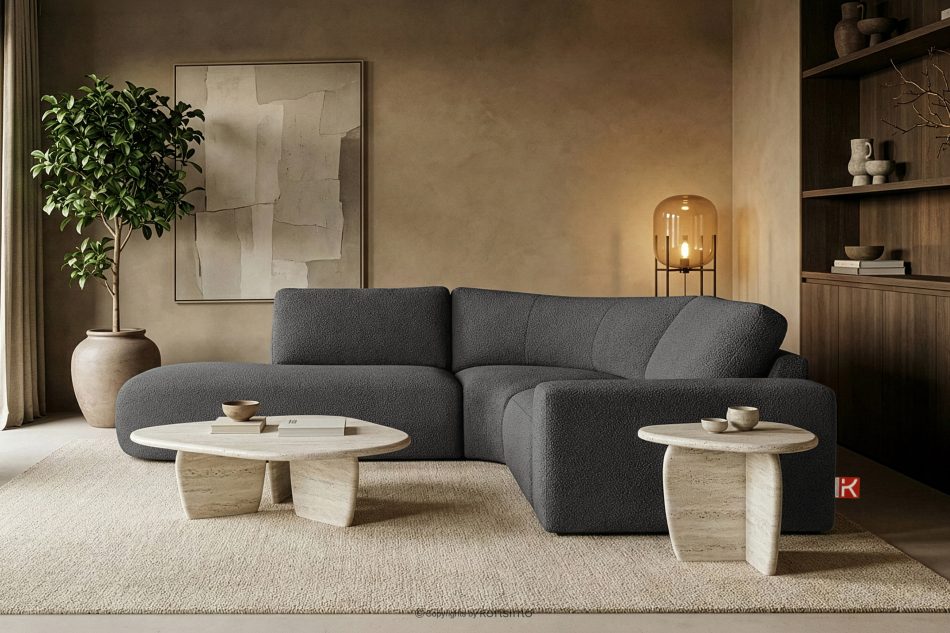 ZUCCO Modulares Ecksofa aus Bouclé-Stoff, links, graphit graphit - Foto 11