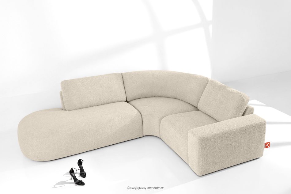 ZUCCO Modulares Ecksofa aus Bouclé-Stoff, links, hellbeige hellbeige - Foto 1