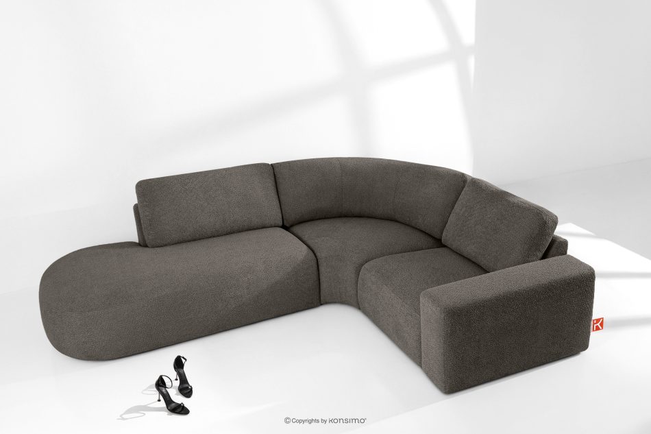ZUCCO Modulares Ecksofa aus Bouclé-Stoff, links, dunkelbraun dunkelbraun - Foto 1