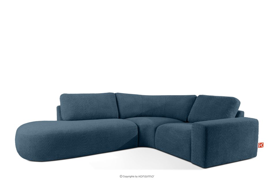 ZUCCO Modulares Ecksofa aus Bouclé-Stoff, links, dunkelblau dunkelblau - Foto 2