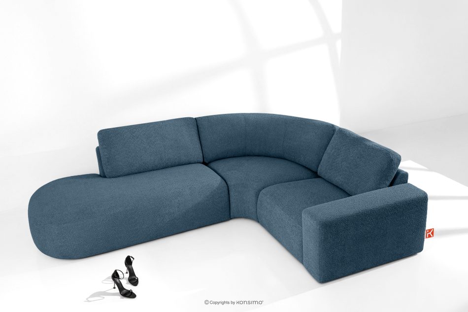 ZUCCO Modulares Ecksofa aus Bouclé-Stoff, links, dunkelblau dunkelblau - Foto 1