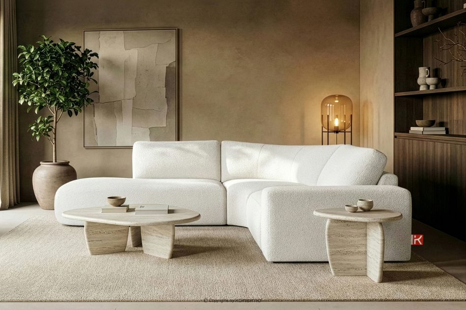 ZUCCO Modulares Ecksofa aus Bouclé-Stoff, links, ecru ecru - Foto 11