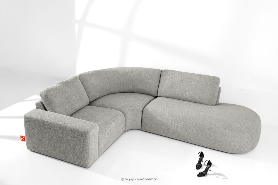 ZUCCO Modulares Ecksofa aus Bouclé-Stoff, rechts, hellgrau hellgrau - Foto 1