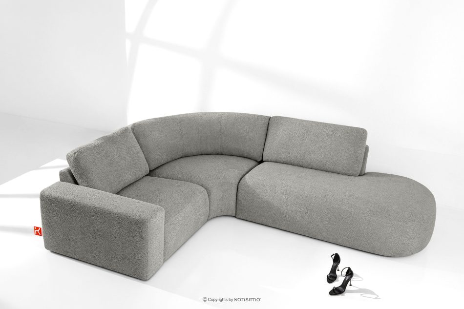 ZUCCO Modulares Ecksofa aus Bouclé-Stoff rechts dunkelgrau dunkelgrau - Foto 1