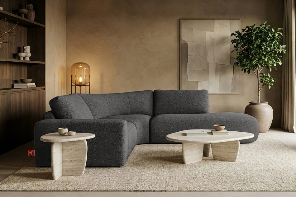 ZUCCO Modulares Ecksofa aus Bouclé-Stoff rechts graphitfarben graphit - Foto 11