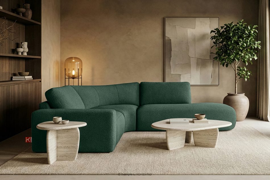 ZUCCO Modulares Ecksofa aus Bouclé-Stoff rechts grün grün - Foto 11