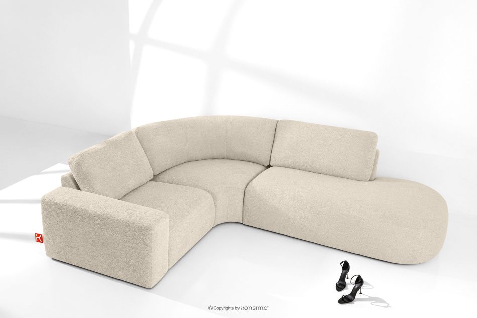 ZUCCO Modulares Ecksofa aus Bouclé-Stoff, rechts, hellbeige hellbeige - Foto 1