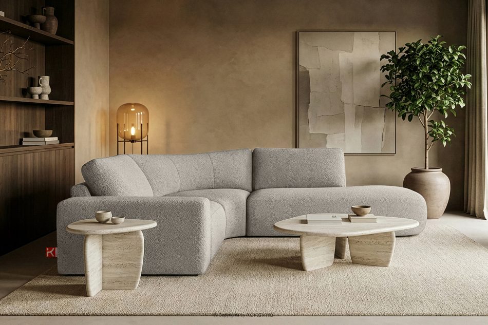 ZUCCO Modulares Ecksofa aus Bouclé-Stoff, rechts, braun braun - Foto 11