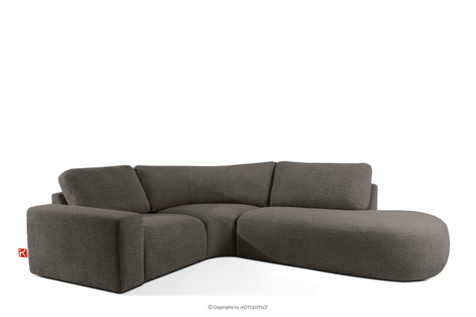 ZUCCO Modulares Ecksofa aus Bouclé-Stoff rechts dunkelbraun dunkelbraun - Foto 2