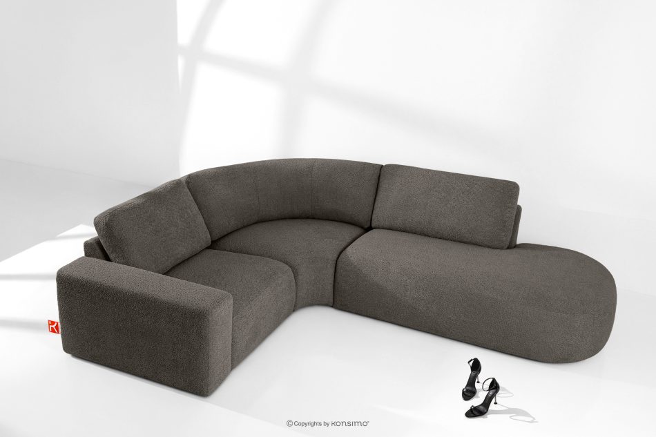 ZUCCO Modulares Ecksofa aus Bouclé-Stoff rechts dunkelbraun dunkelbraun - Foto 1