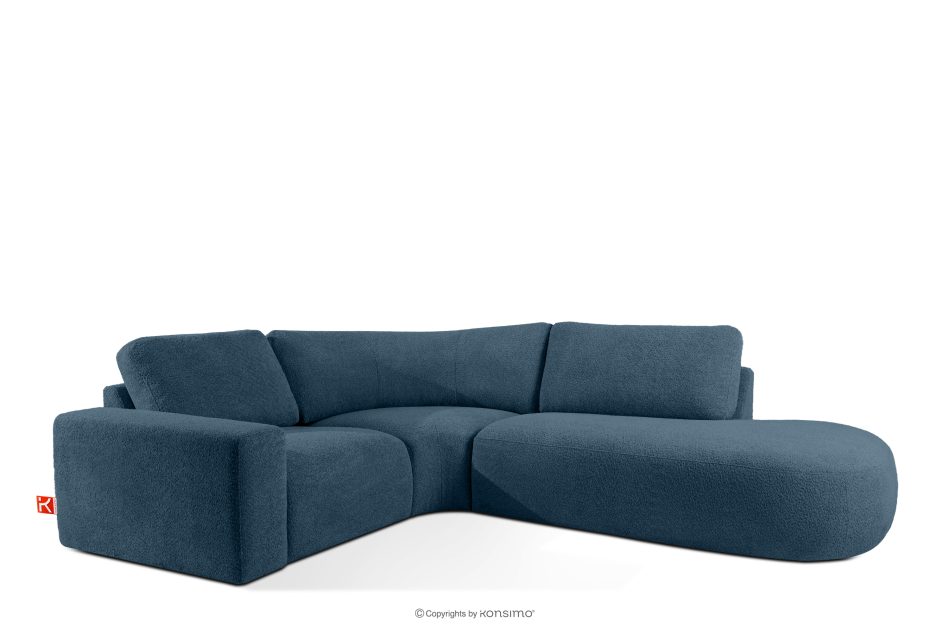 ZUCCO Modulares Ecksofa aus Bouclé-Stoff rechts dunkelblau dunkelblau - Foto 2