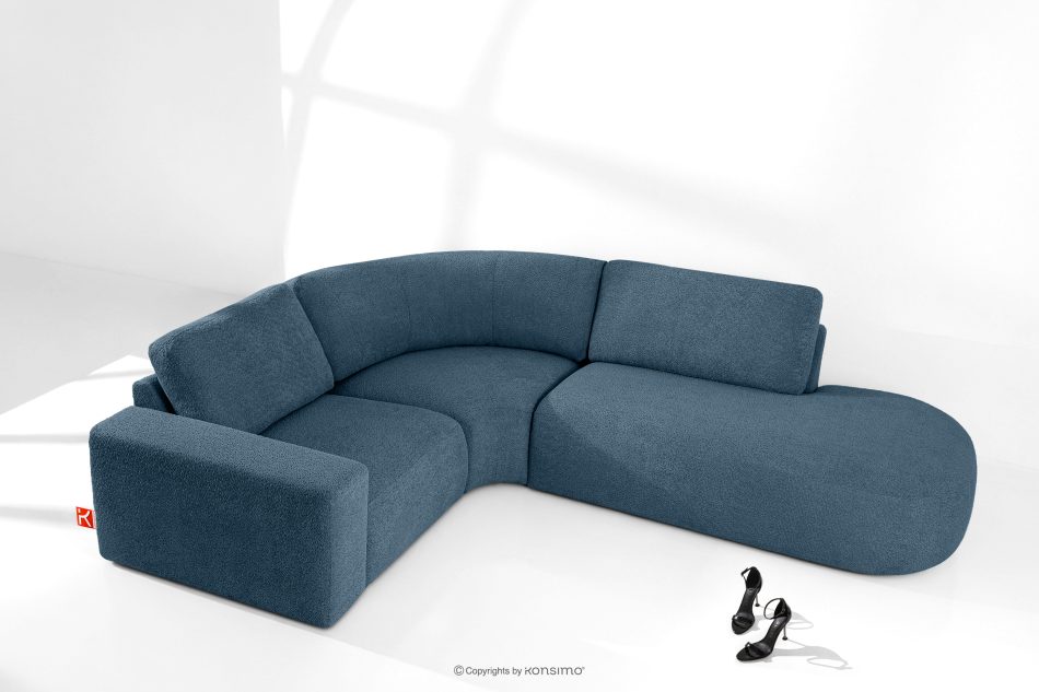 ZUCCO Modulares Ecksofa aus Bouclé-Stoff rechts dunkelblau dunkelblau - Foto 1