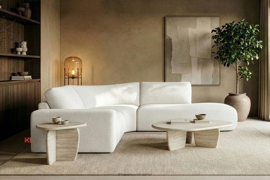 ZUCCO Modulares Ecksofa aus Bouclé-Stoff, rechts, ecru ecru - Foto 11