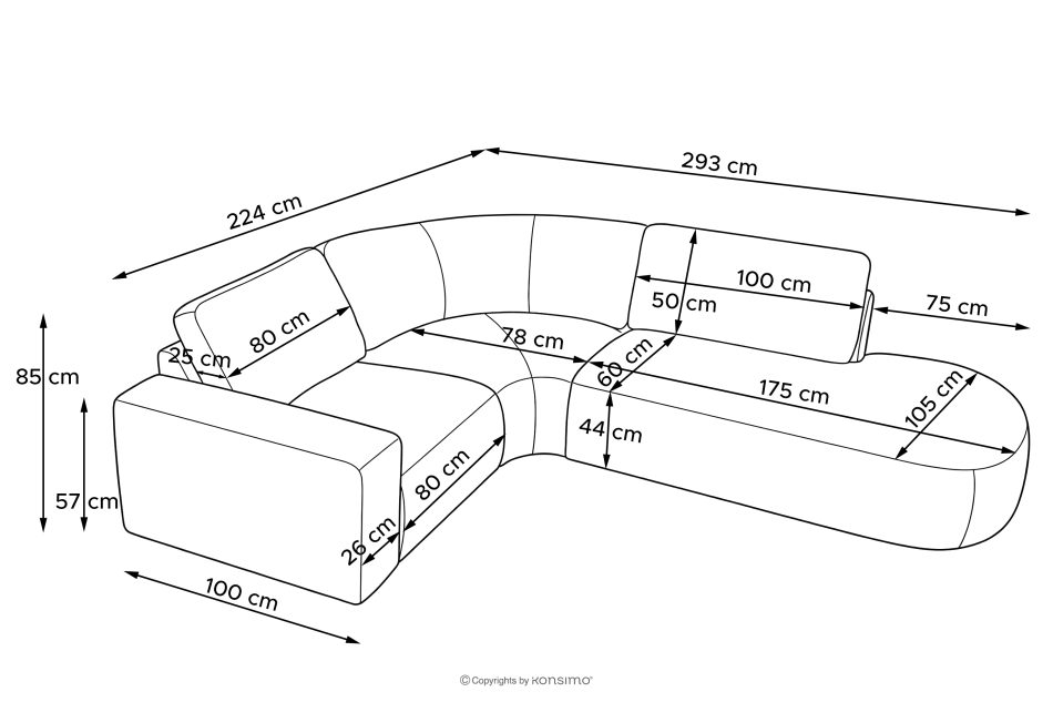 ZUCCO Modulares Ecksofa aus Bouclé-Stoff, rechts, hellbeige hellbeige - Foto 12