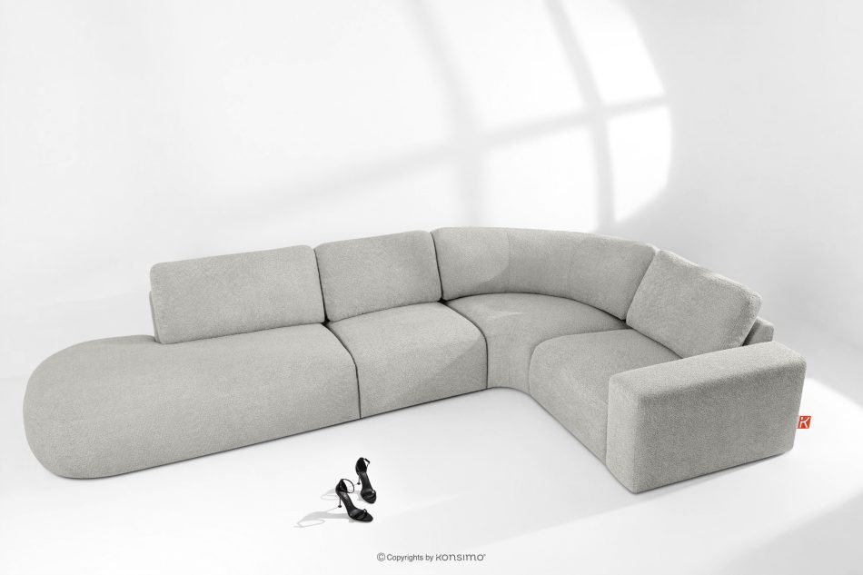 ZUCCO Modulares Ecksofa in organischer Form Bouclé-Stoff links hellgrau hellgrau - Foto 1