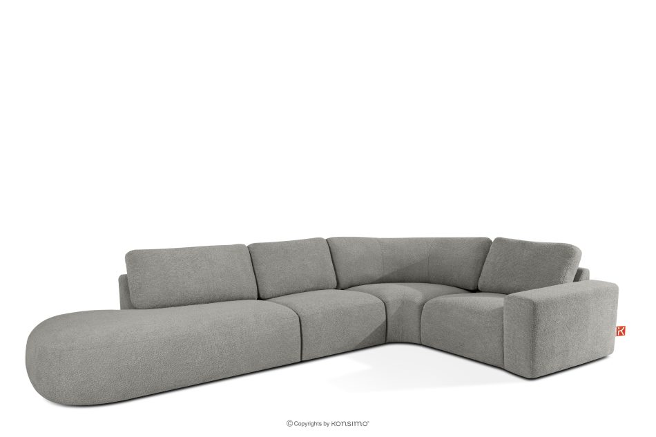 ZUCCO Modulares Ecksofa in organischer Form Bouclé-Stoff links dunkelgrau dunkelgrau - Foto 2