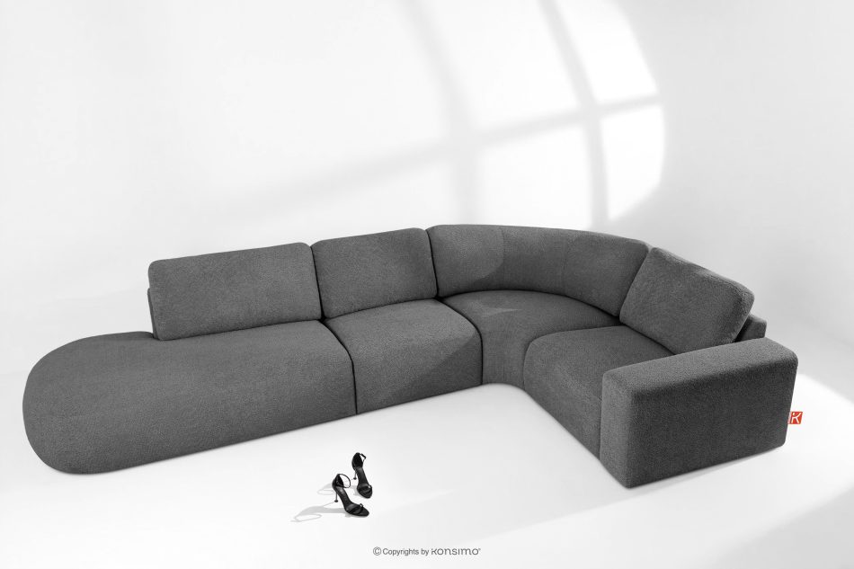 ZUCCO Modulares Ecksofa in organischer Form Bouclé-Stoff links graphit graphit - Foto 1