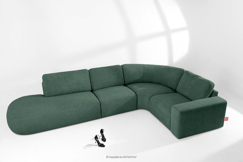 ZUCCO Modulares Ecksofa in organischer Form Bouclé-Stoff links grün grün - Foto 1