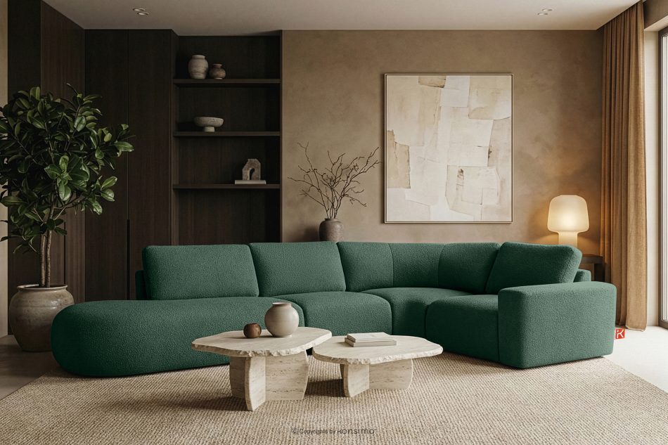 ZUCCO Modulares Ecksofa in organischer Form Bouclé-Stoff links grün grün - Foto 11