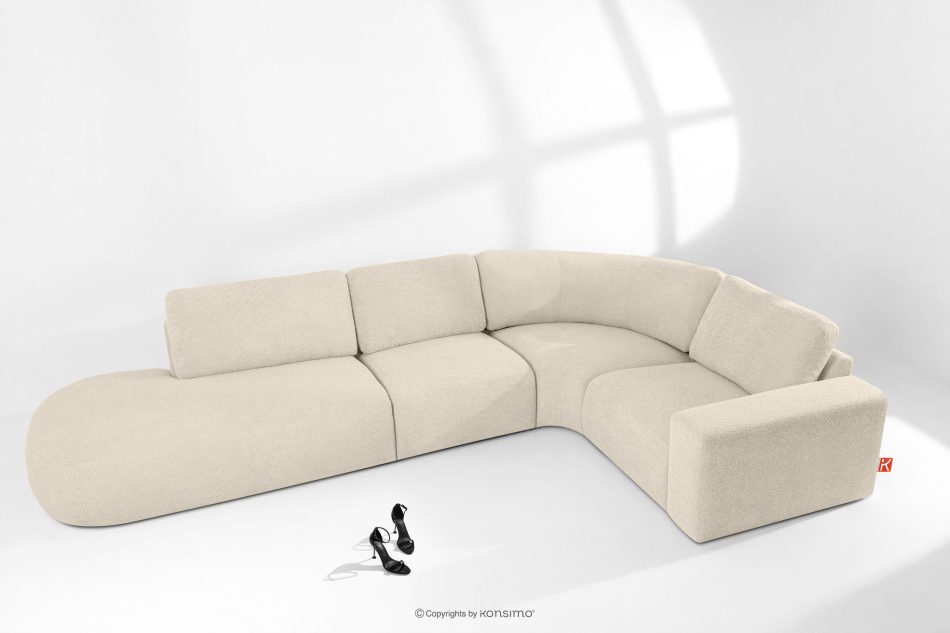 ZUCCO Modulares Ecksofa in organischer Form Bouclé-Stoff links hellbeige hellbeige - Foto 1