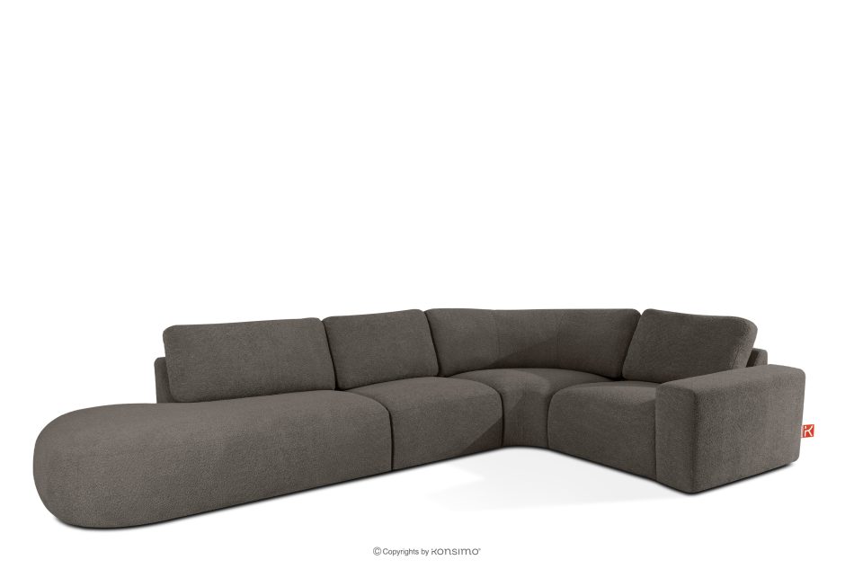 ZUCCO Modulares Ecksofa in organischer Form Bouclé-Stoff links dunkelbraun dunkelbraun - Foto 2