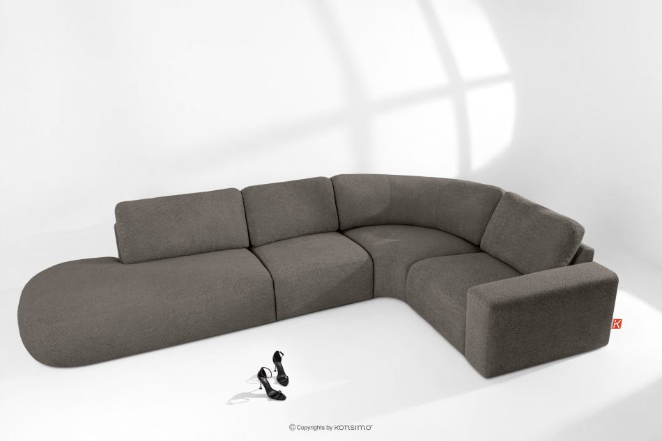 ZUCCO Modulares Ecksofa in organischer Form Bouclé-Stoff links dunkelbraun dunkelbraun - Foto 1