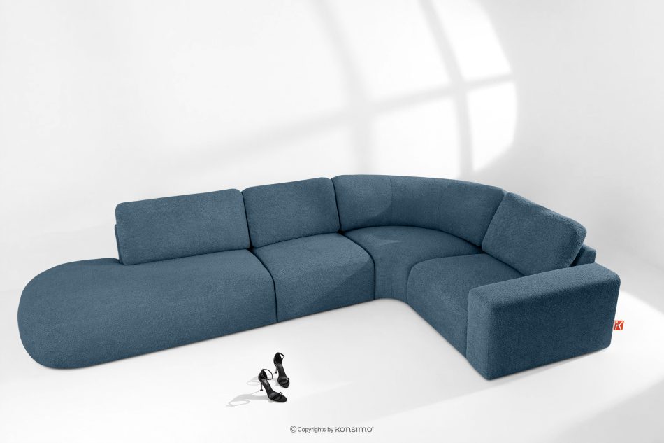 ZUCCO Modulares Ecksofa in organischer Form Bouclé-Stoff links dunkelblau dunkelblau - Foto 1