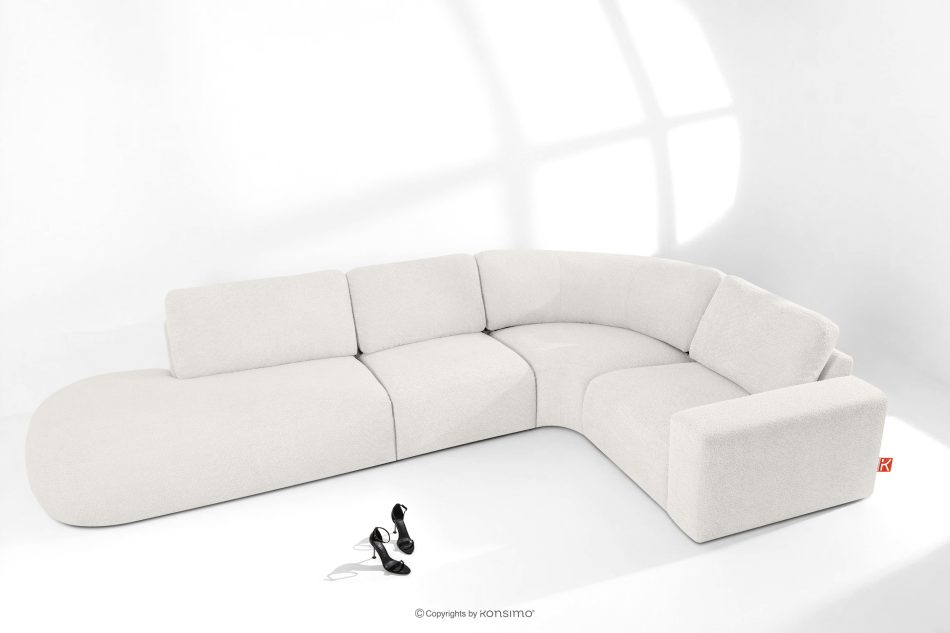 ZUCCO Modulares Ecksofa in organischer Form Bouclé-Stoff links ecru ecru - Foto 1