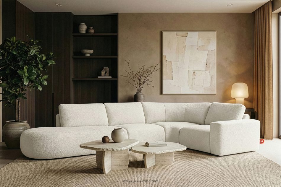 ZUCCO Modulares Ecksofa in organischer Form Bouclé-Stoff links ecru ecru - Foto 11
