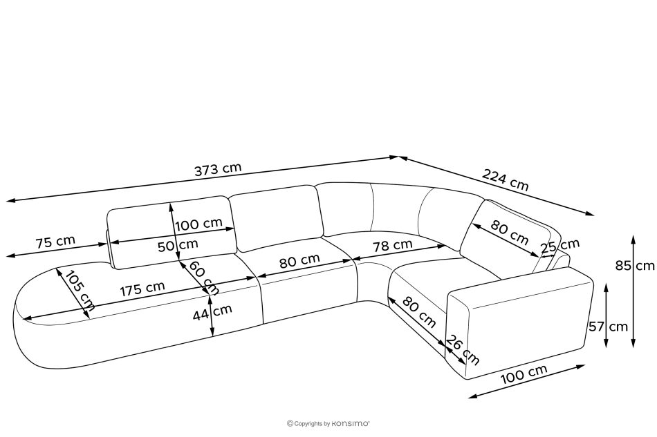 ZUCCO Modulares Ecksofa in organischer Form Bouclé-Stoff links dunkelbraun dunkelbraun - Foto 12