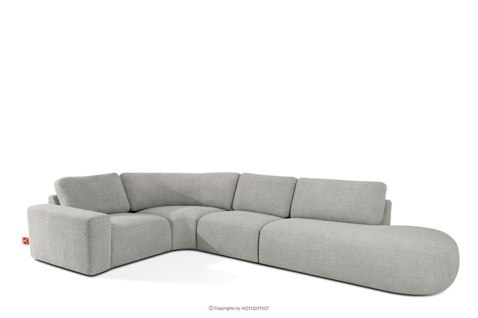 ZUCCO Modulares Ecksofa in organischer Form Bouclé-Stoff rechts hellgrau hellgrau - Foto 2