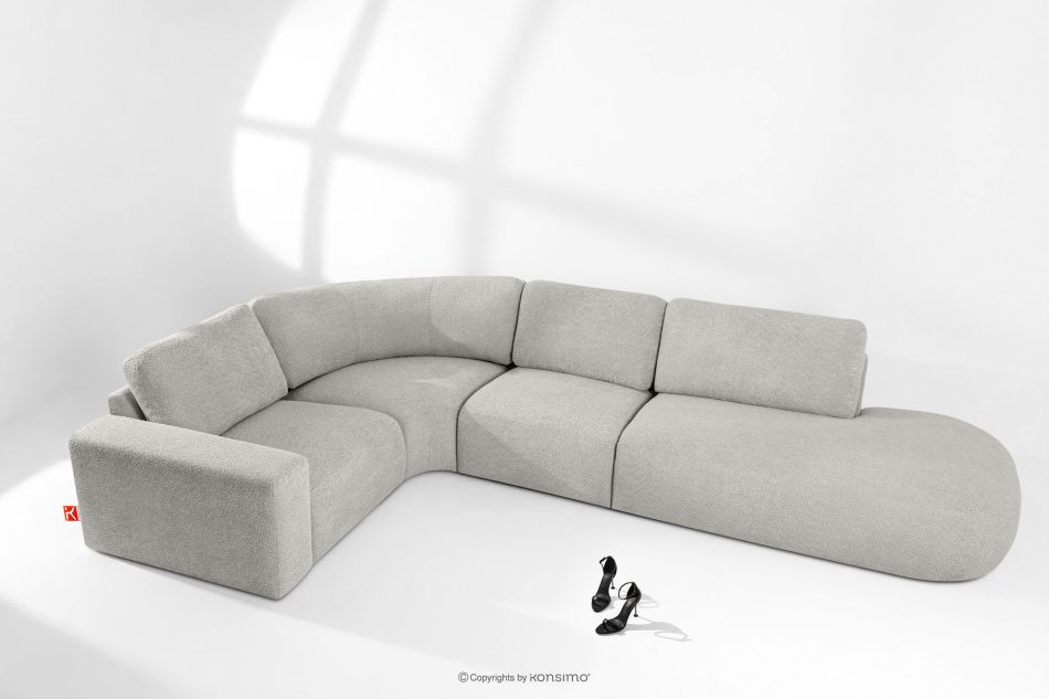 ZUCCO Modulares Ecksofa in organischer Form Bouclé-Stoff rechts hellgrau hellgrau - Foto 1