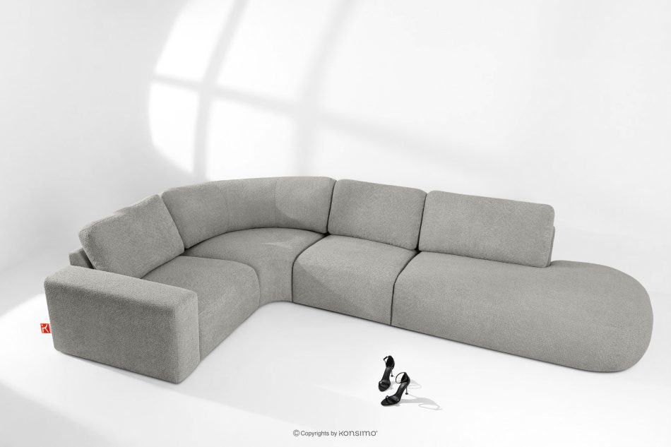ZUCCO Modulares Ecksofa in organischer Form Bouclé-Stoff rechts dunkelgrau dunkelgrau - Foto 1
