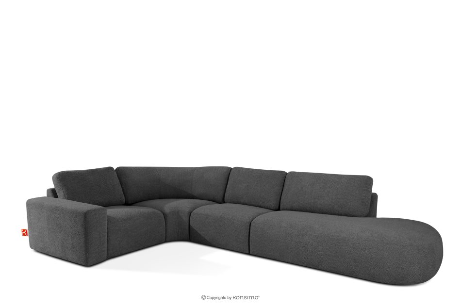 ZUCCO Modulares Ecksofa in organischer Form Bouclé-Stoff rechts graphit graphit - Foto 2