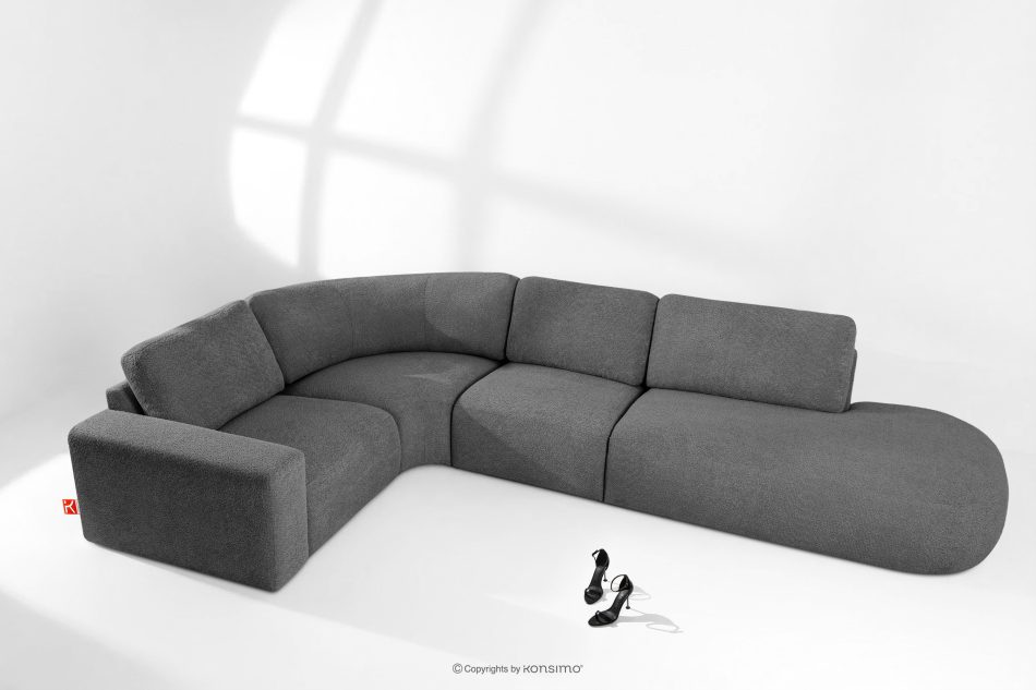 ZUCCO Modulares Ecksofa in organischer Form Bouclé-Stoff rechts graphit graphit - Foto 1