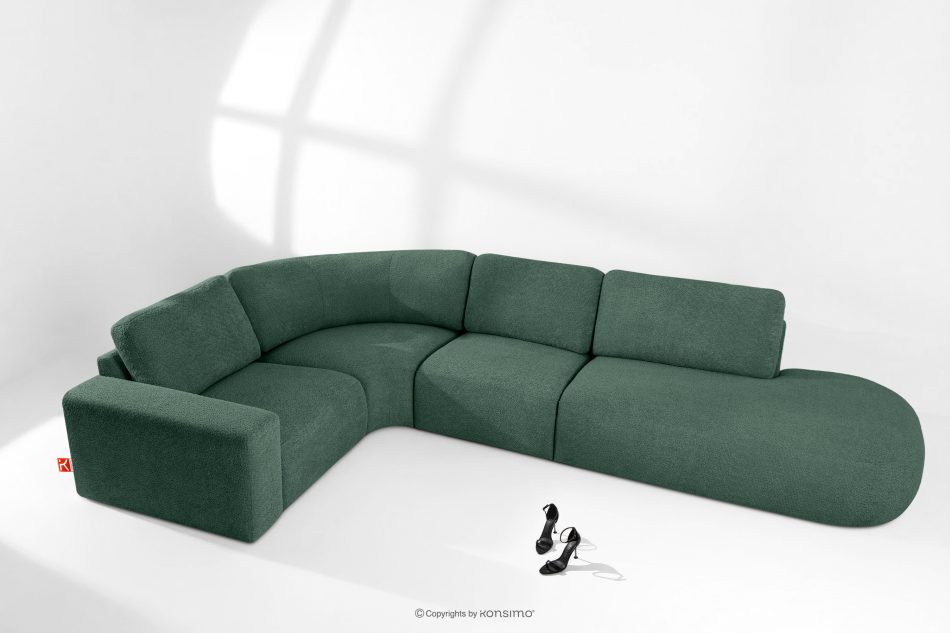 ZUCCO Modulares Ecksofa in organischer Form Bouclé-Stoff rechts grün grün - Foto 1