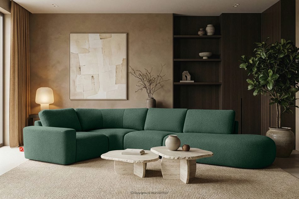 ZUCCO Modulares Ecksofa in organischer Form Bouclé-Stoff rechts grün grün - Foto 11