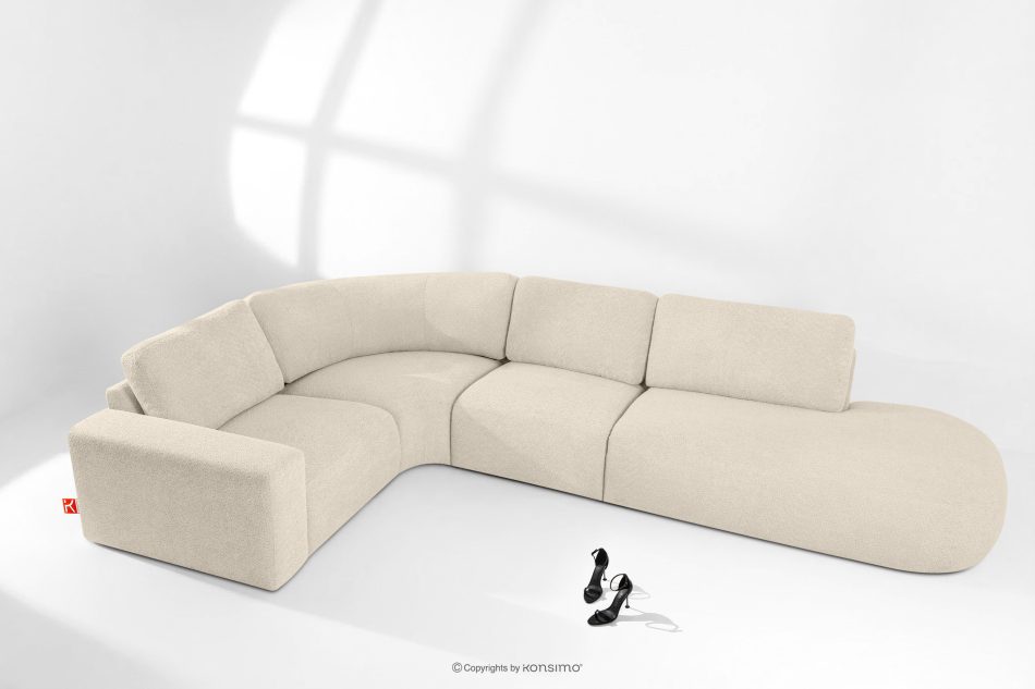 ZUCCO Modulares Ecksofa in organischer Form Bouclé-Stoff rechts hellbeige hellbeige - Foto 1