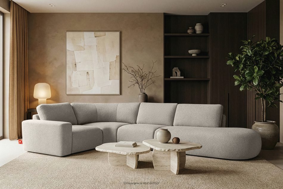 ZUCCO Modulares Ecksofa in organischer Form Bouclé-Stoff rechts braun braun - Foto 11