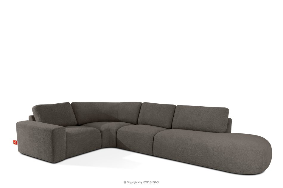 ZUCCO Modulares Ecksofa in organischer Form Bouclé-Stoff rechts dunkelbraun dunkelbraun - Foto 2