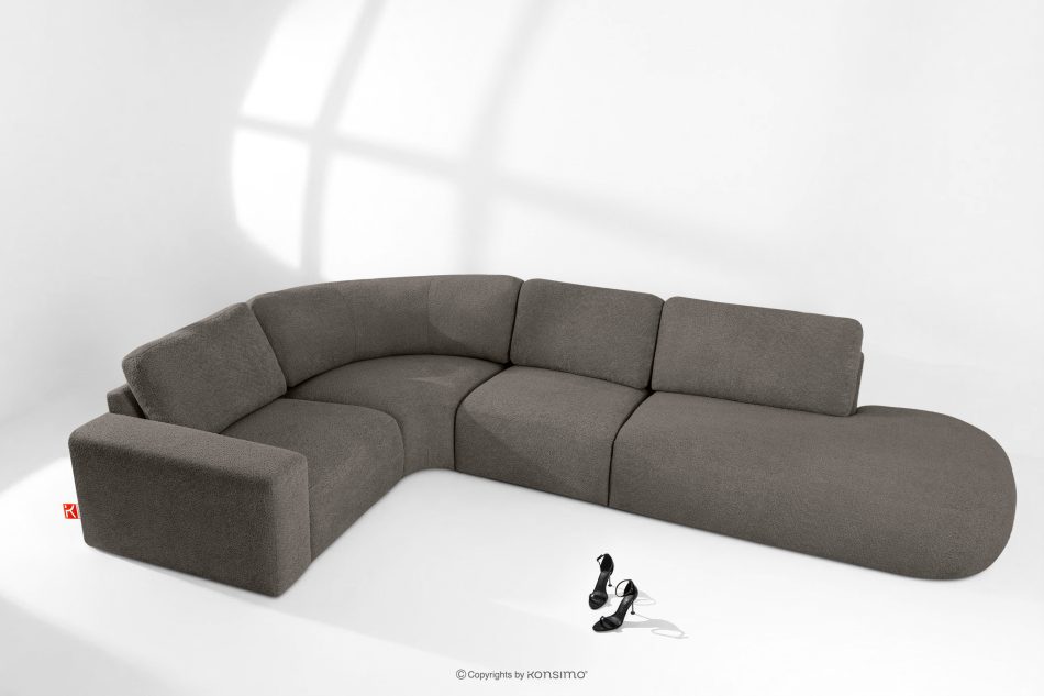 ZUCCO Modulares Ecksofa in organischer Form Bouclé-Stoff rechts dunkelbraun dunkelbraun - Foto 1