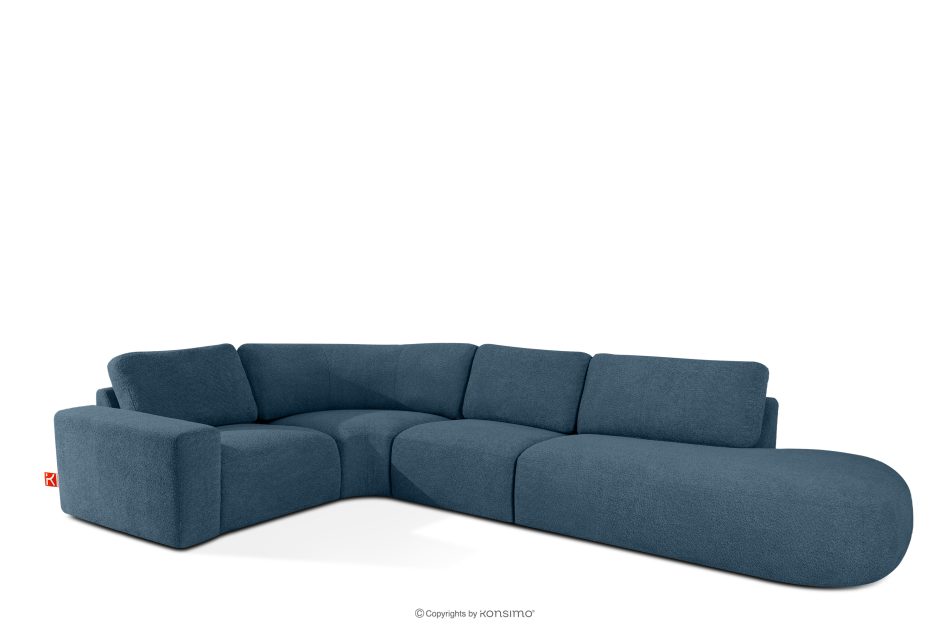 ZUCCO Modulares Ecksofa in organischer Form Bouclé-Stoff rechts dunkelblau dunkelblau - Foto 2
